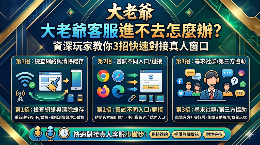 大老爺客服進不去怎麼辦？資深玩家教你3招快速對接真人窗口